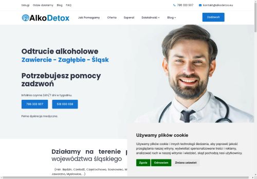 Odtruwanie alkoholowe. Kroplówki na kaca. Dojazd. Dyskrecja.